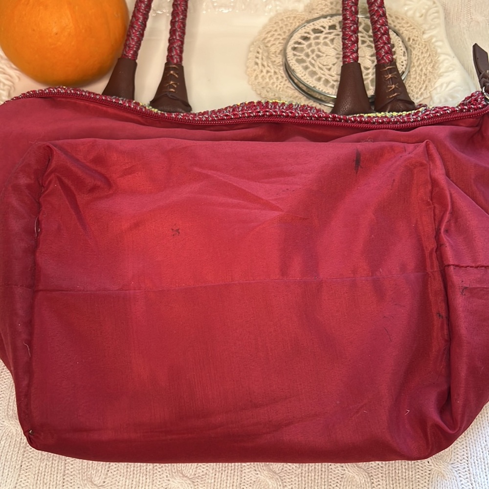 Multicolor Crochet Tote Bag with Braided Handles - Picture 10 of 11
